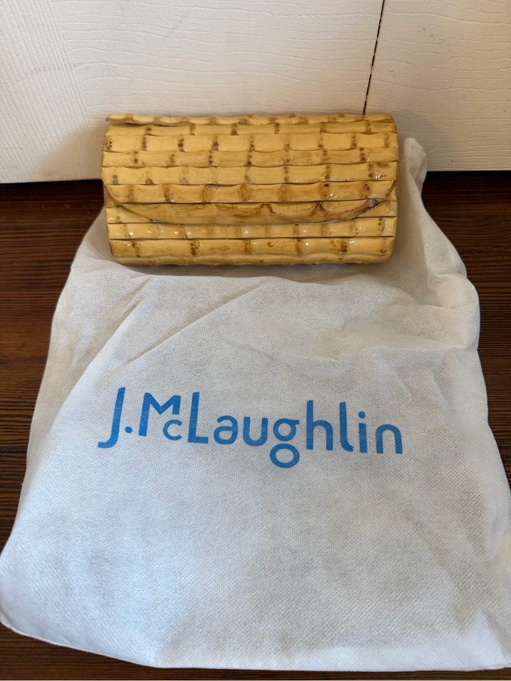 J.McLaughlin Bamboo Clutch Light Brown Summer Coastal Tropical